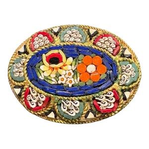 Vintage Italian Micro Mosaic Floral Brooch – Made in Italy J18